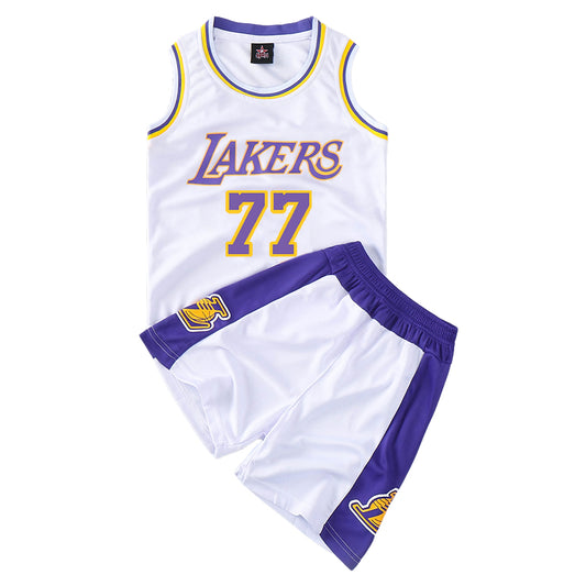 Lakers Doncic No. 77 Jersey Kids Set WHITE