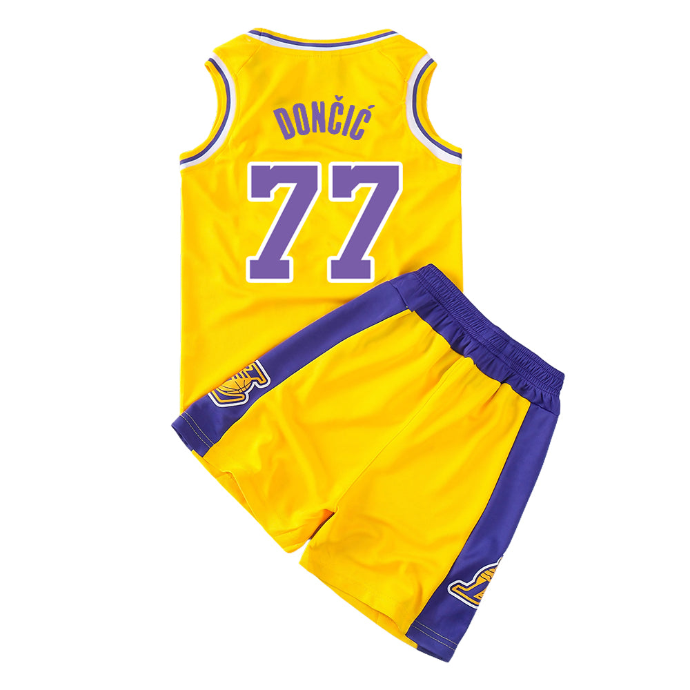 Lakers Doncic No. 77 Jersey Kids Set YELLOW